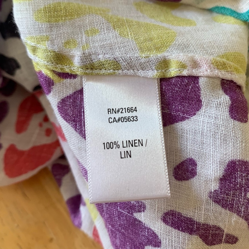 Paperwhite Linen Colorful Button Up Top - Picture 6 of 9